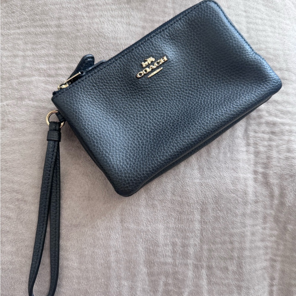 Coach Charcoal Gray Leather Wristlet